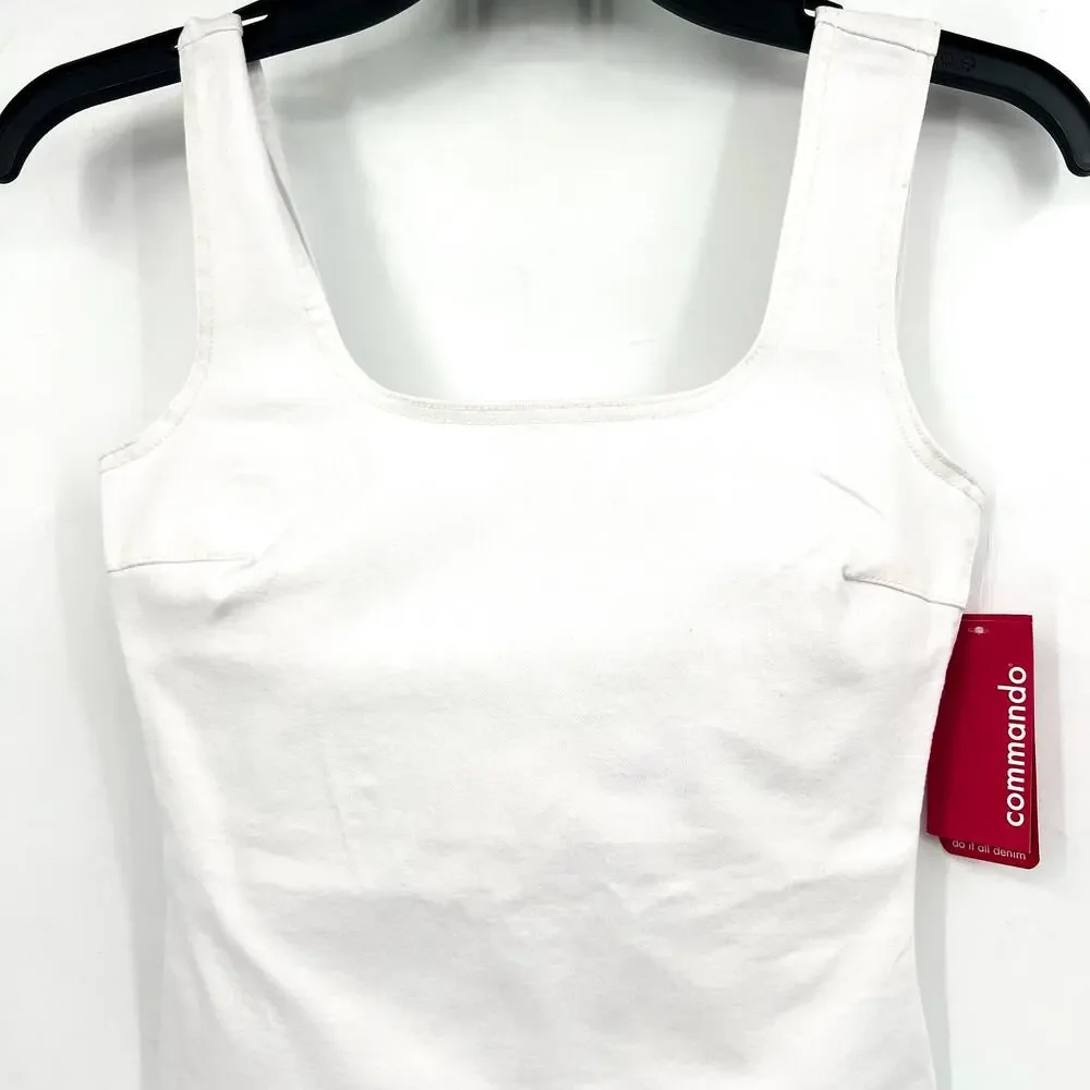 Commando Do It All White Square-Neck Denim Bodysuit
